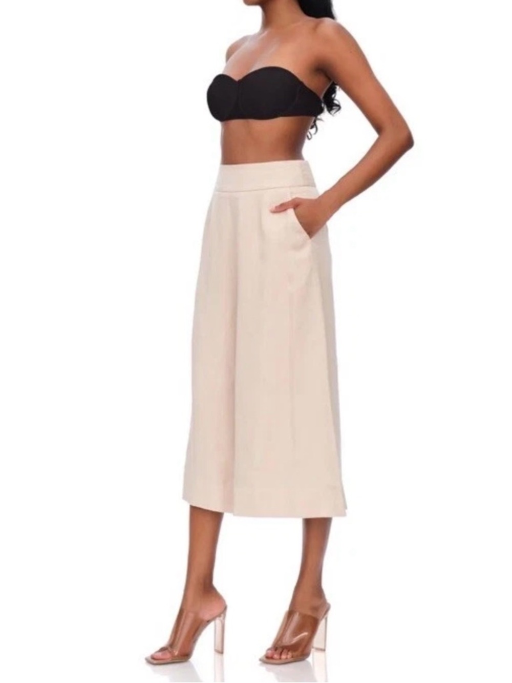 Andrea Iyamah Cream High-Waist Bermuda Shorts